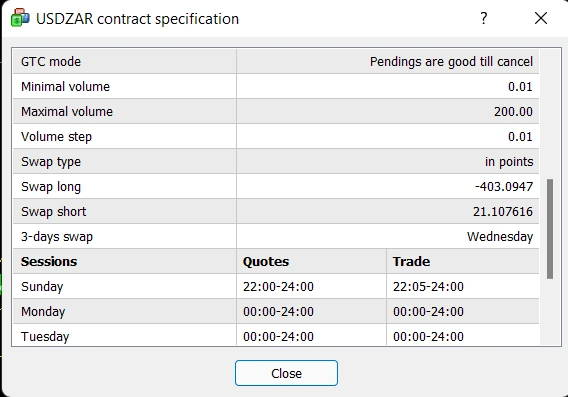 3 เมื่อทำการ SELL USDZAR หมายความว่า