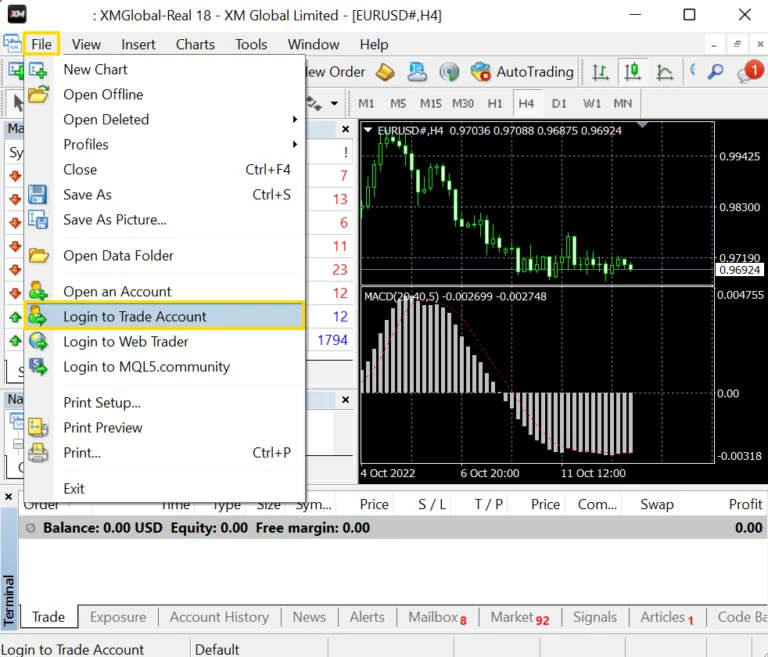 XM MT4 log in