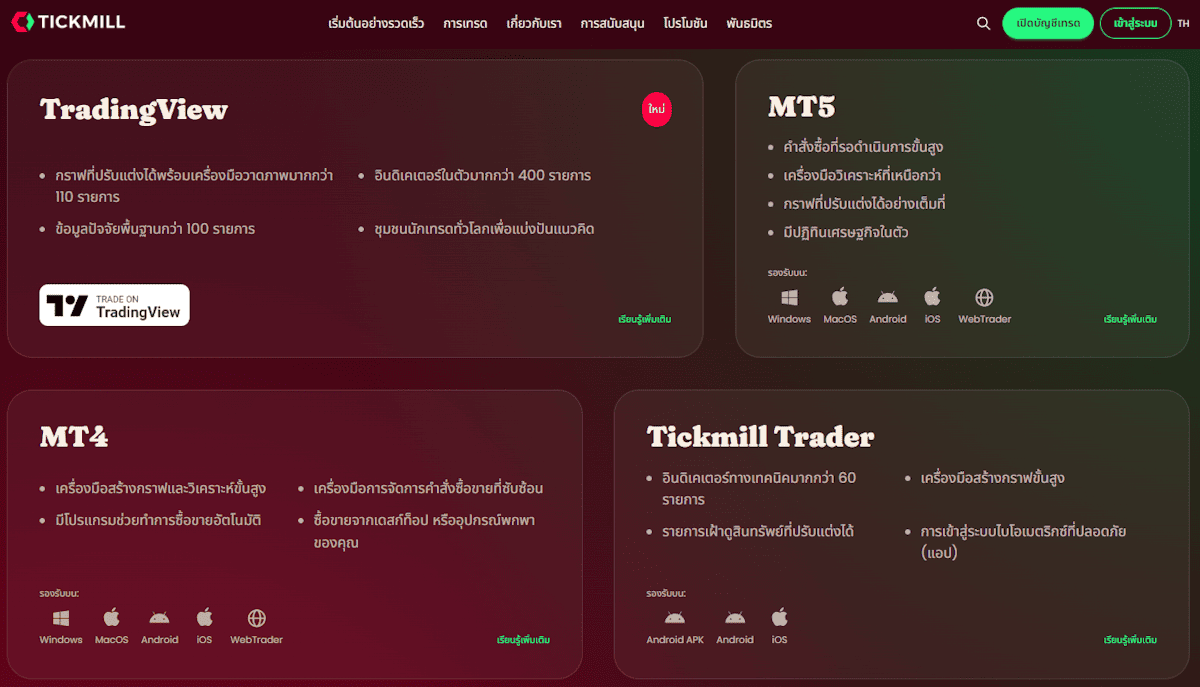 Tickmill แพลตฟอร์ม