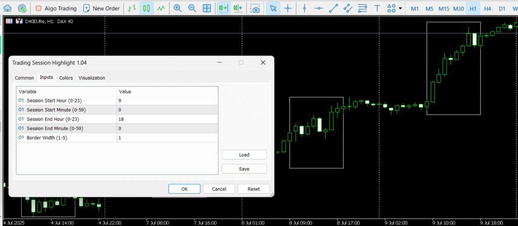 Trading Sesseion highlight indicator