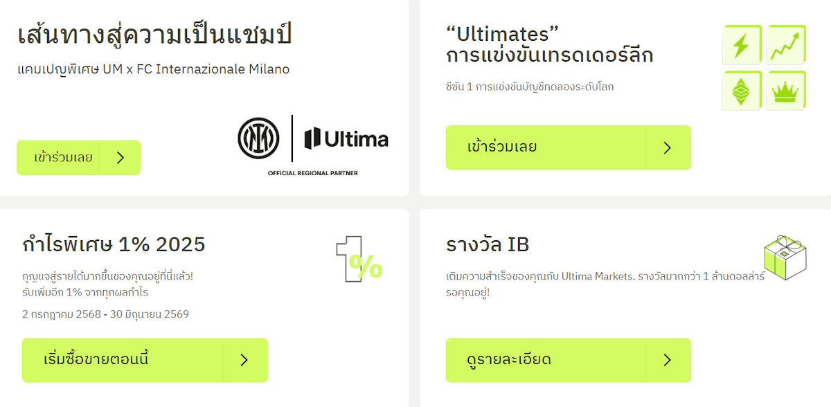 Ultima Markets โปรโมชั่นและโบนัส